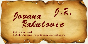 Jovana Rakulović vizit kartica